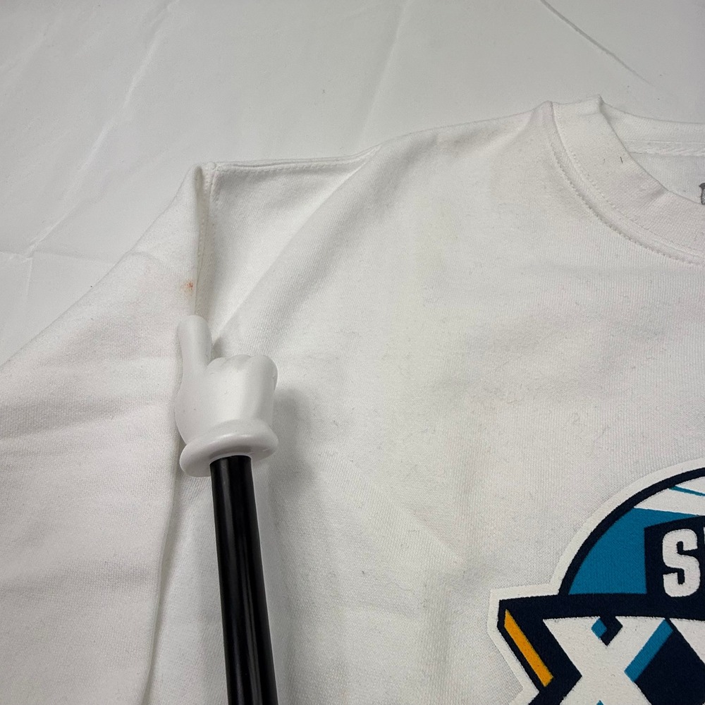 Mitchell & Ness Super Bowl XXXVII Buccaneers vs Raiders White Sweatshirt Mens L - Picture 3 of 6